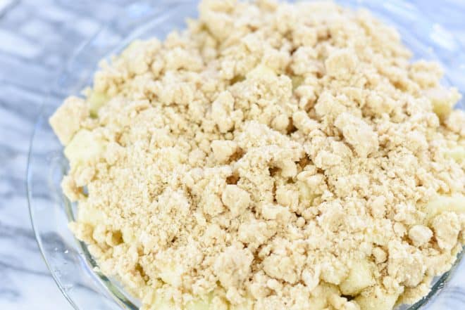 Drop Mixture Over Apple - Apple Crumble