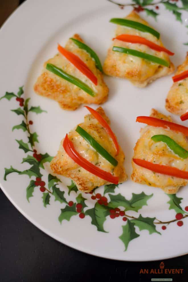 Easy Cheesy Christmas Tree Shaped Appetizers - An Alli Event