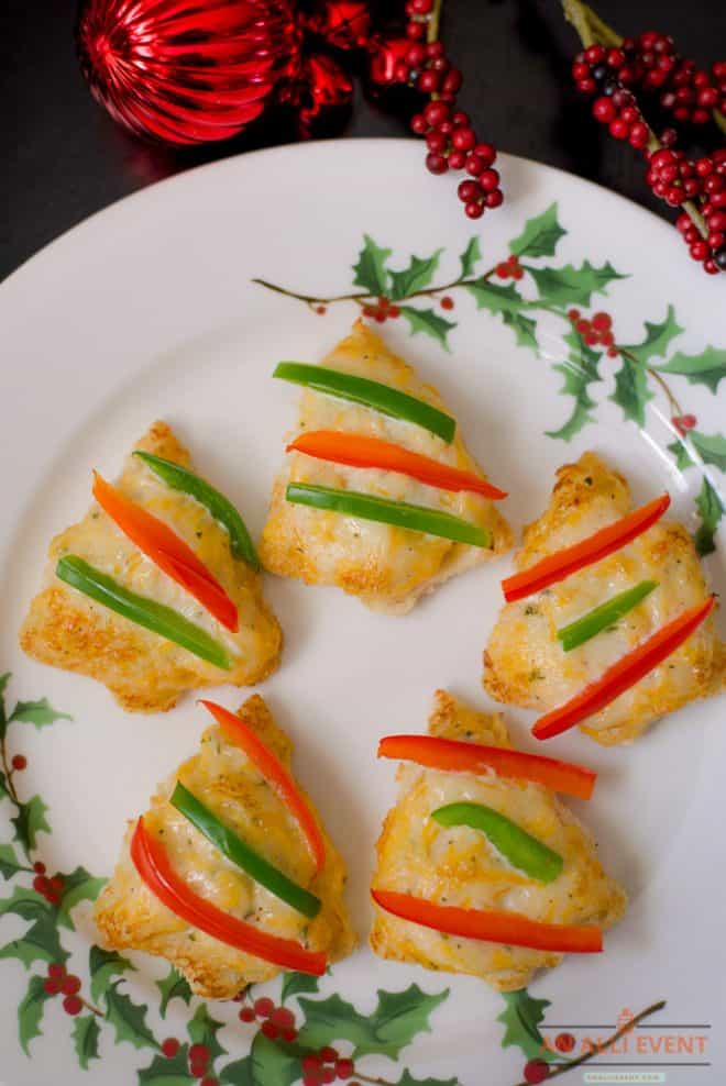 Easy Cheesy Christmas Tree Shaped Appetizers 