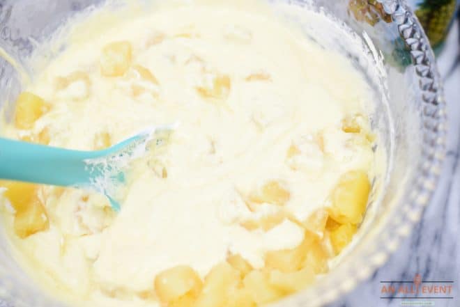 Gently Stir in Pineapple - Pineapple Pudding