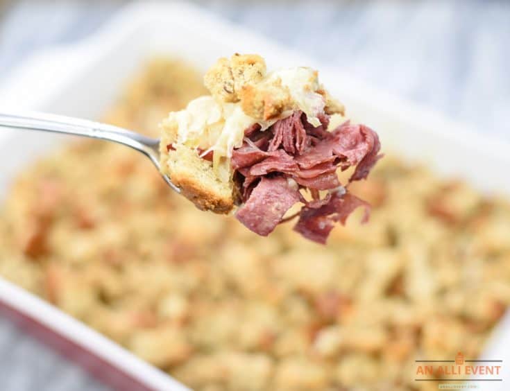 Reuben Casserole is ready to serve