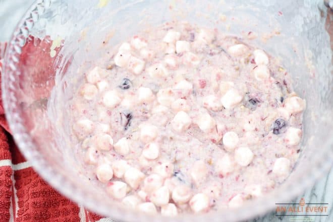 Mix ingredients well - Festive Cranberry Salad