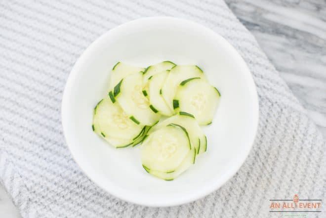 Thinly sliced cucumbers
