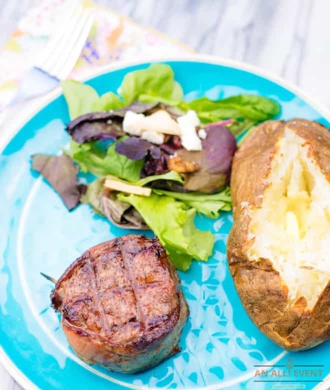 Plated Bacon Wrapped Filet Mignon