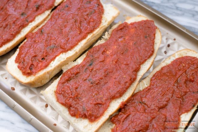 Homemade Pizza Sauce on French Bread