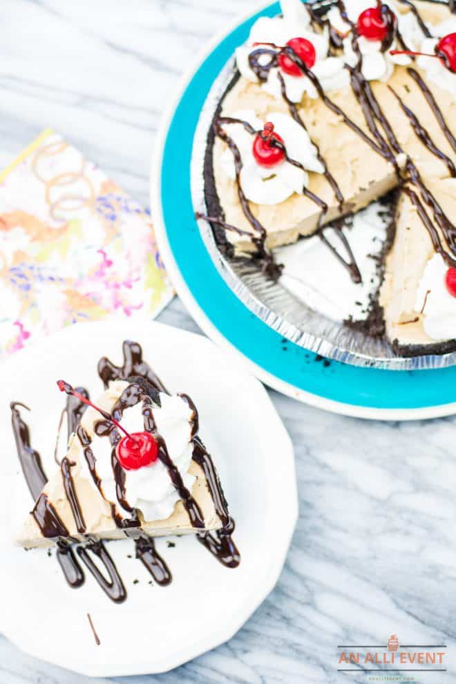 Coffee Ice Cream Pie with Chocolate Drizzle