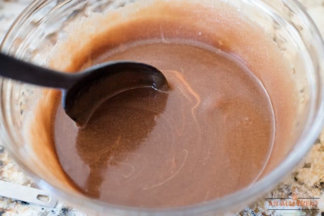 Stir chocolate mixture into peanut butter mixture