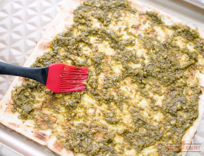 Pesto on Flatbread Pizza Crust