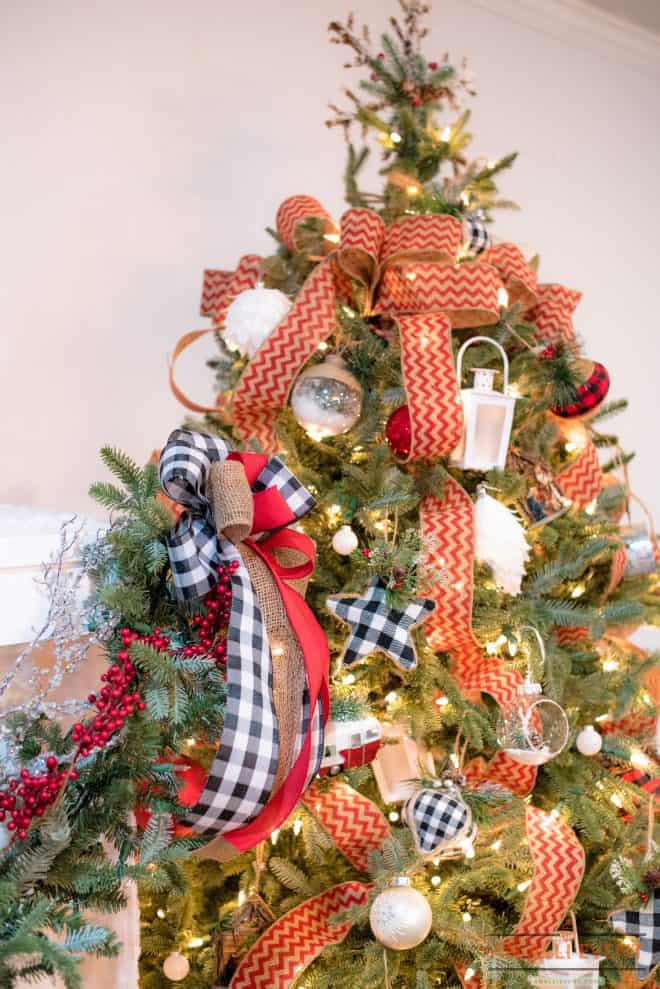 Cascading Ribbon on Christmas Tree