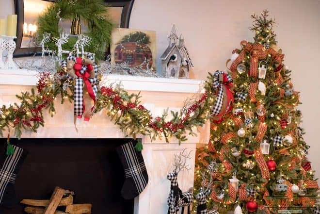 Glamping Themed Christmas Tree and Mantel Decor