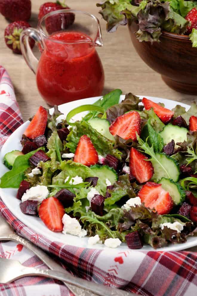 Strawberry Vinaigrette and Salad