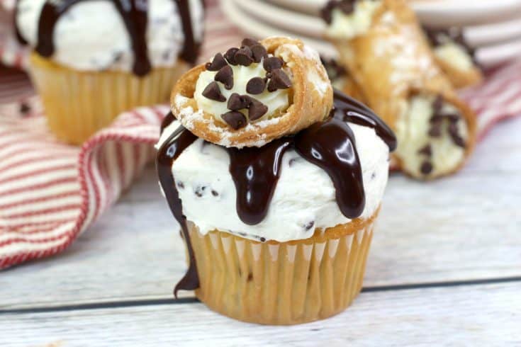 Cannoli Cupcakes on white table