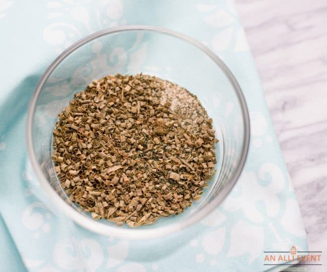 Dry spices in clear bowl