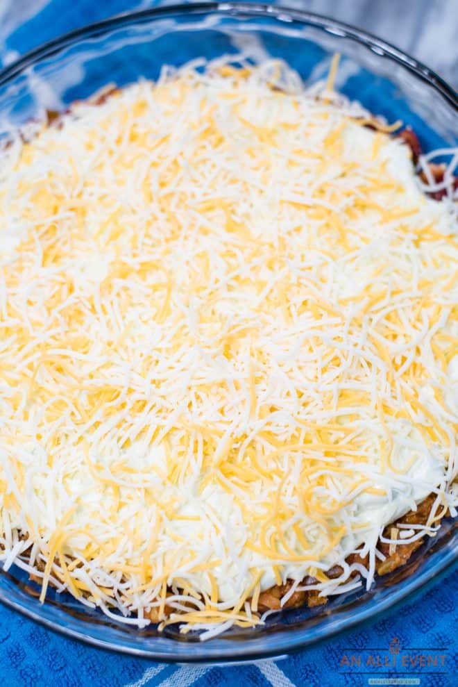 Layer of Shredded Cheese - Bean Salad Taco Dip