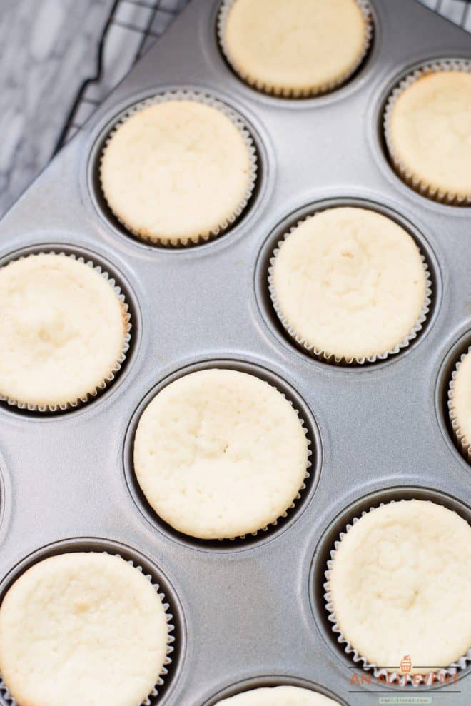 Lemon Cupcakes Cooling in muffin tin