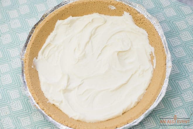 graham cracker crust filled with cream cheese mixture