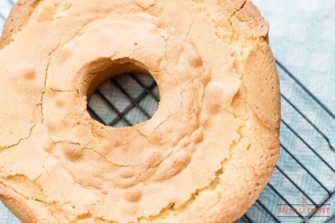 Cream Cheese Pound Cake Cooling on Rack