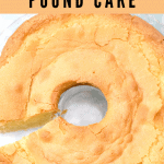 Cream Cheese Pound Cake with one slice removed