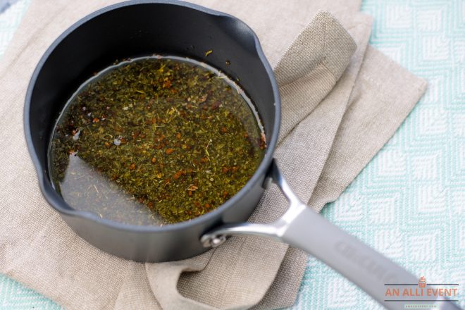 Olive Oil With Italian seasonings in small saucepan