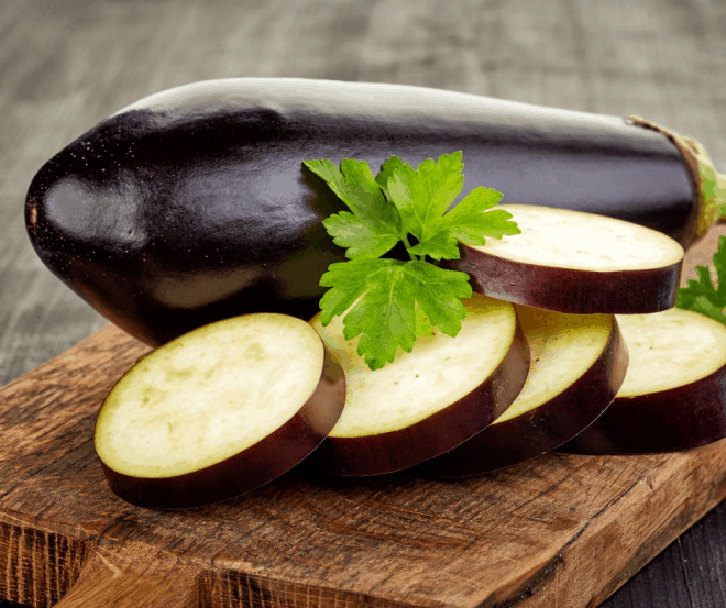 Sliced Eggplant On Brown Cutting Board