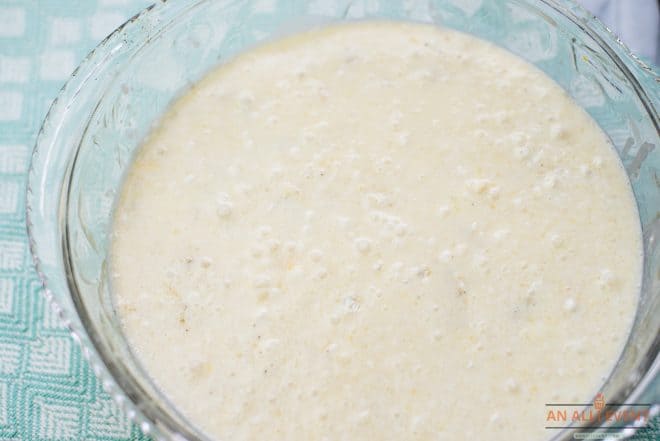 Crust Ingredients poured over chicken mixture before baking chicken pot pie casserole