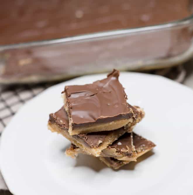 Side view of saltine cracker candy