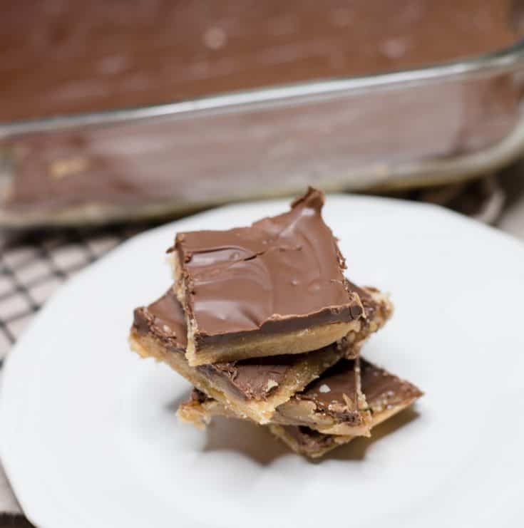 Side view of saltine cracker candy