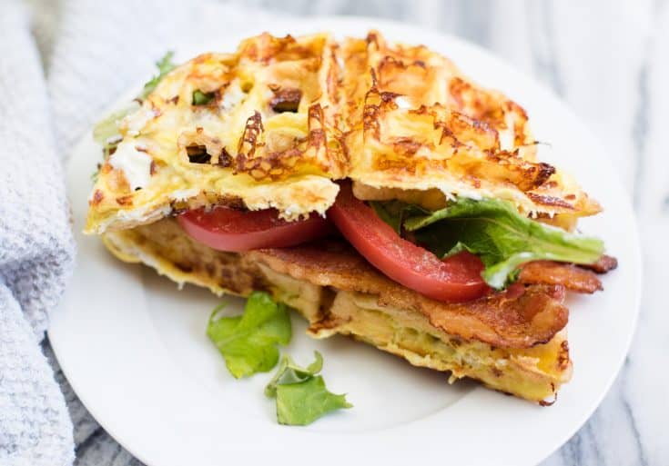 BLT Chaffles - Bacon, Lettuce and Tomato served on cheese and egg chaffles