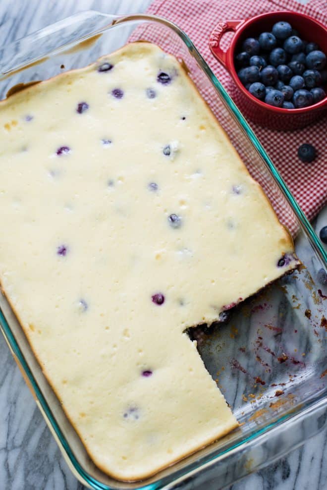 Blueberry Cheesecake Bars after baking