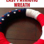 Red, White and Blue yarn patriotic wreath with read and white stars