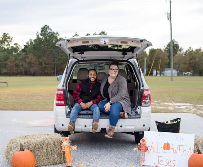 Pumpkins and fall decor trunk or treat