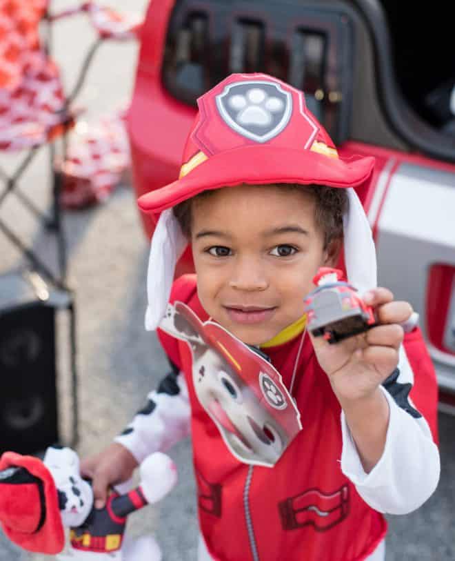 child dressed as paw patrol