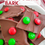 Christmas Chocolate Bark on white platter