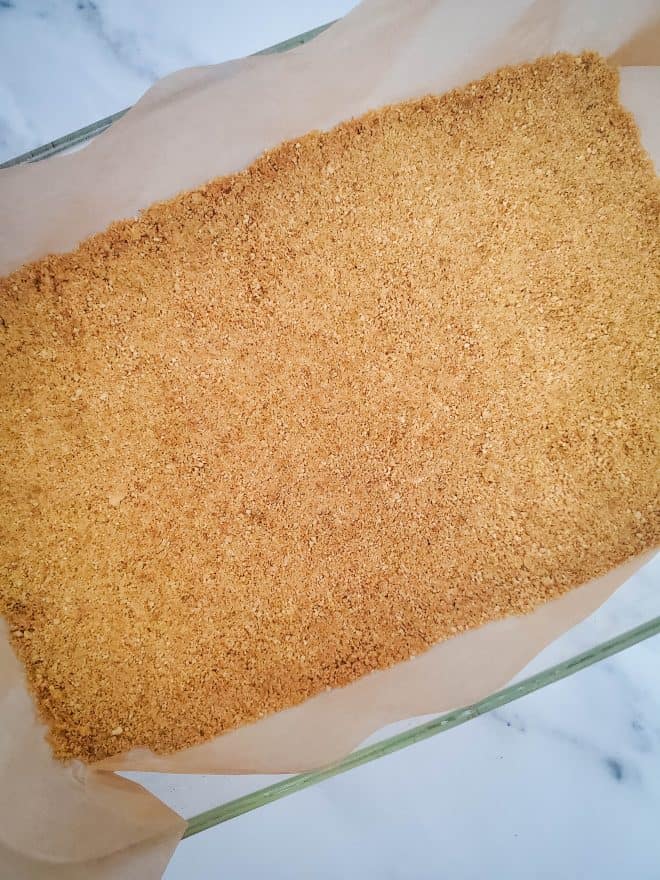 graham cracker crust in a 9x13 baking pan