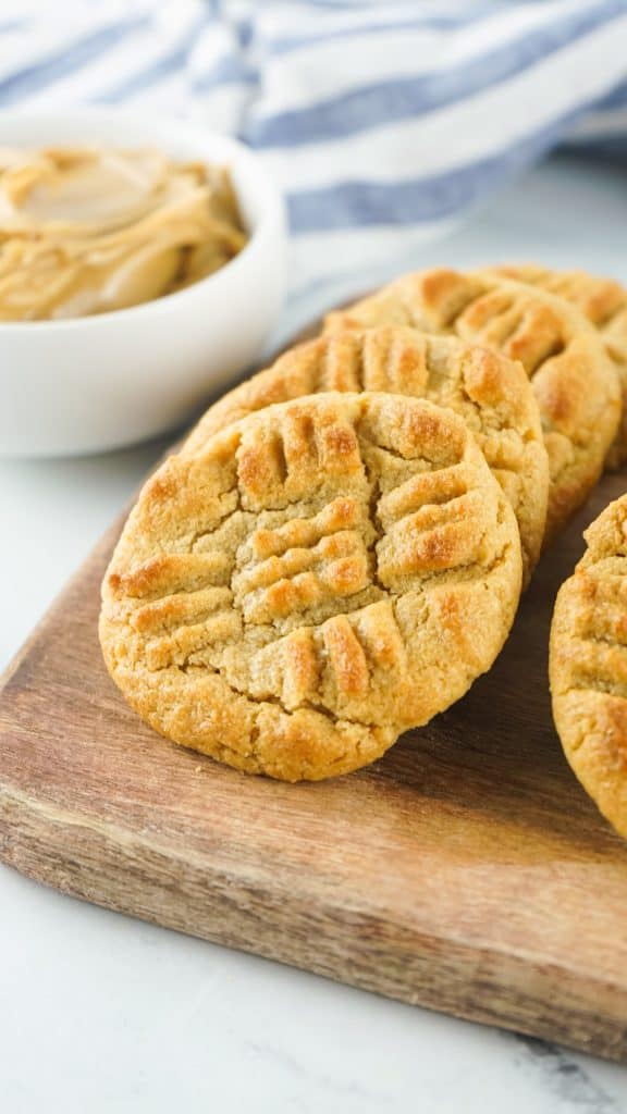 Air Fryer Peanut Butter Cookies on a cutting board