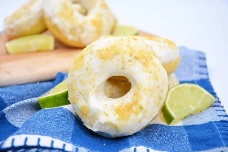 Best Key Lime Doughnuts on a blue tea towel