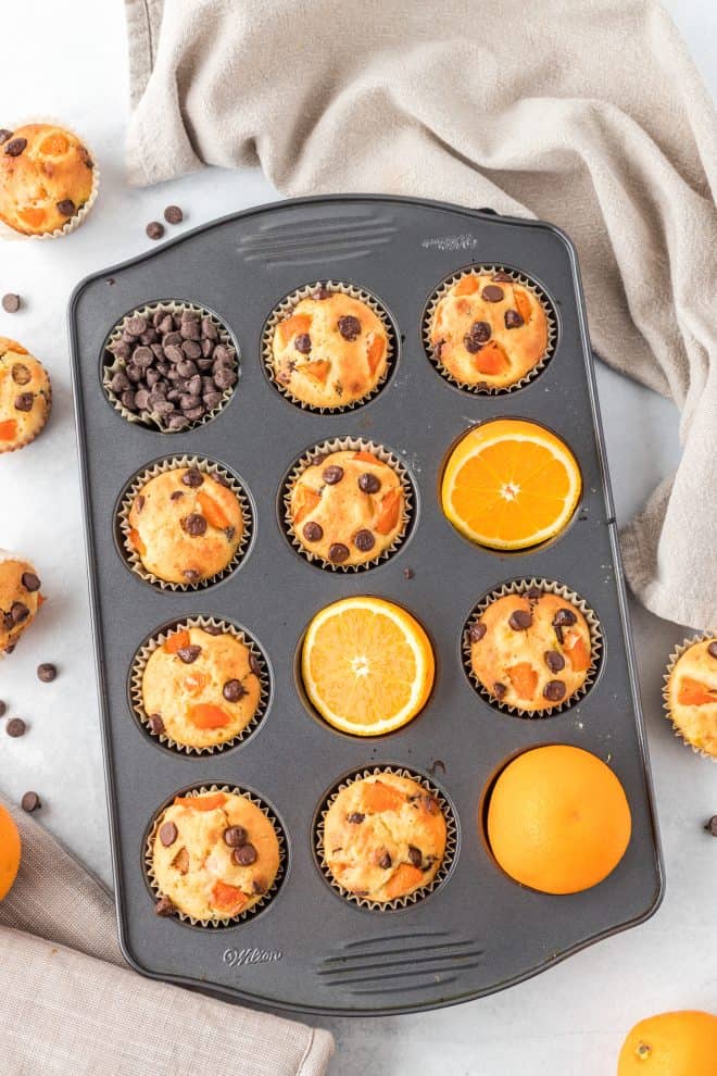 orange muffins in tin fresh from the oven