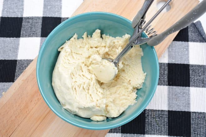 Key Lime Sugar Cookie Dough ready to scoop onto baking sheet