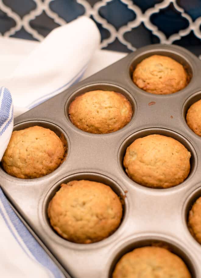 Banana Muffins in a muffin tin