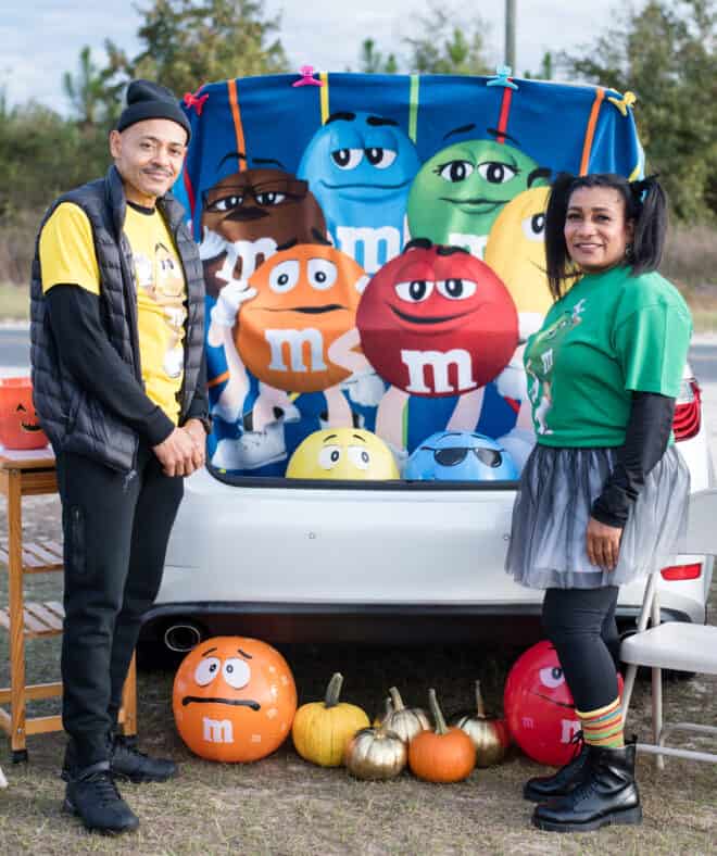 M&M's trunk and costumes