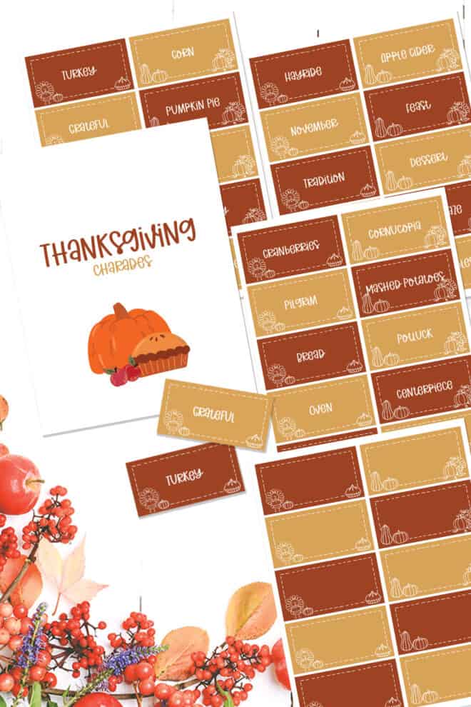 Thanksgiving Charades game free printable