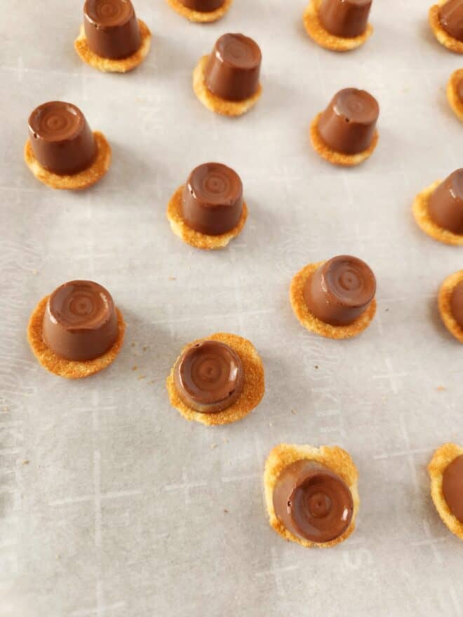 Mini Nilla Wafers topped with Rolo candies