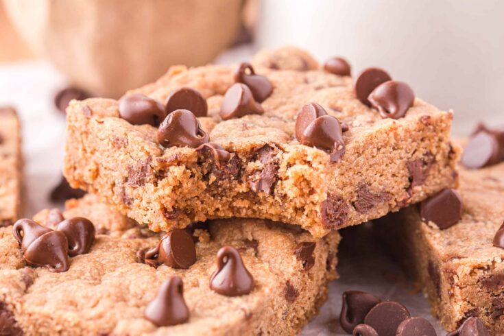 Chocolate Chip Cookie Bars close up