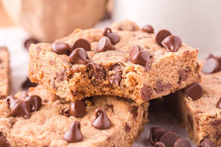 Chocolate Chip Cookie Bars close up