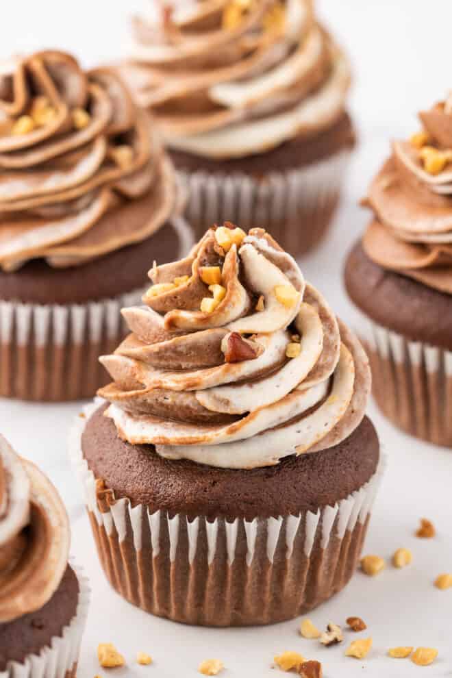 Nutella Cupcakes Topped With Nutella Buttercream