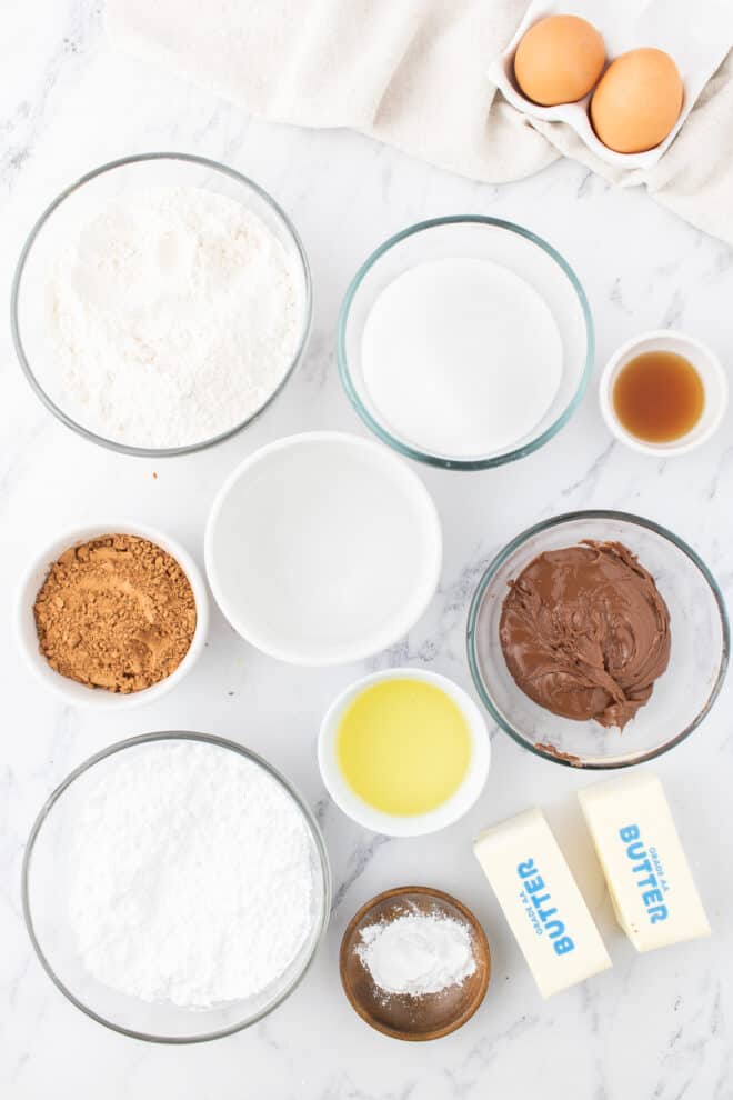 Ingredients you'll need to make Nutella cupcakes