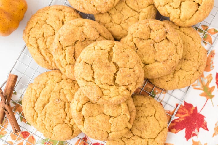 Pumpkin Spice Snickerdoodle Cookies on a platter