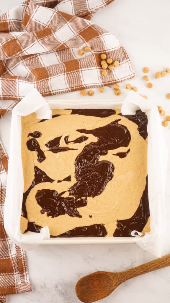 chocolate and peanut butter flavors swirled together to create Chocolate Peanut Butter Swirl Fudge