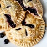 Closeup Photo of Easy Blueberry Hand Pies With Text Overlay