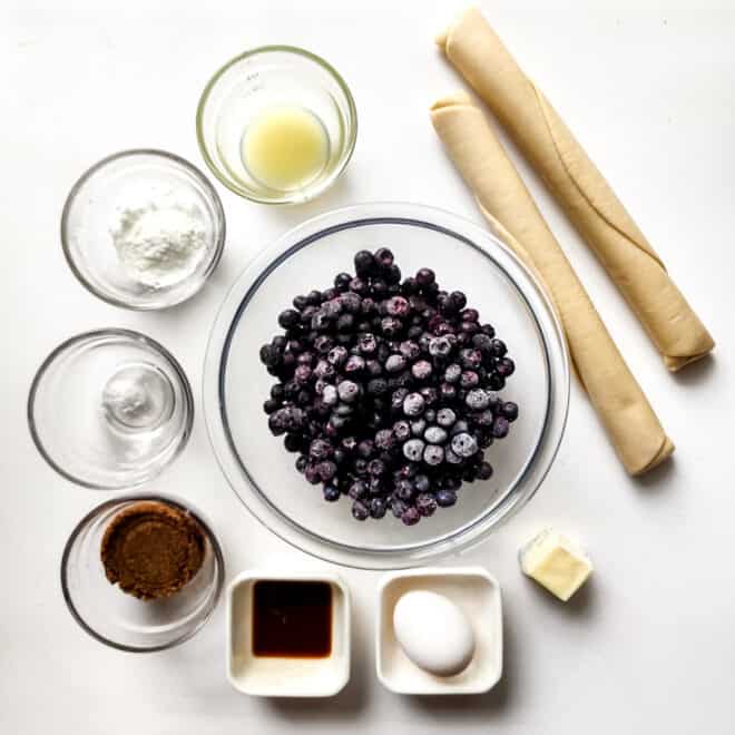 Ingredients to make easy homemade blueberry hand pies